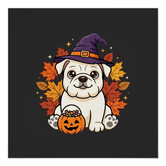 Poster Conception de chien de citrouille d'Halloween de B (Devant)