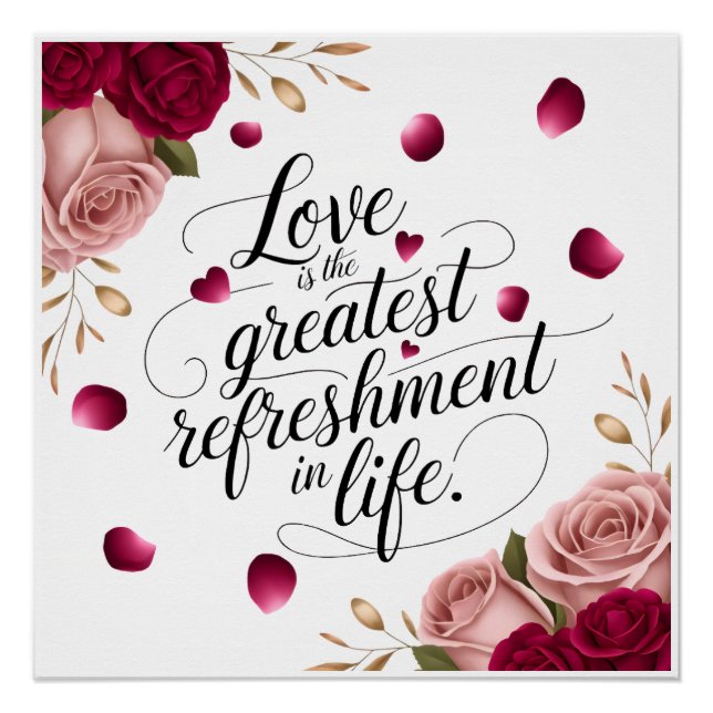 Poster Conception de citation florale de rose élégante (Devant)