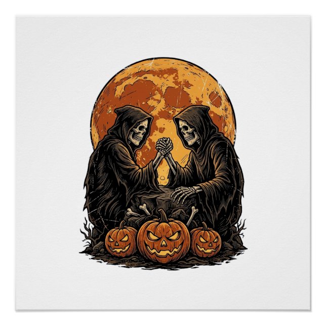 Poster Conception de citrouille de Halloween de faucheurs (Devant)