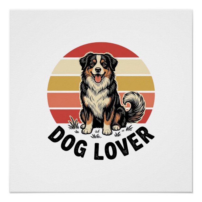 Poster Conception de coucher de soleil de chien mignon gr (Devant)