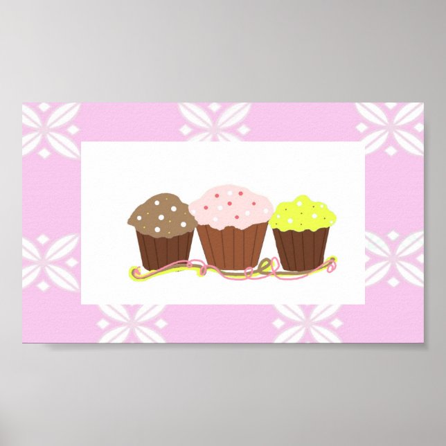 Poster Conception de cupcake rose et blanc (Devant)