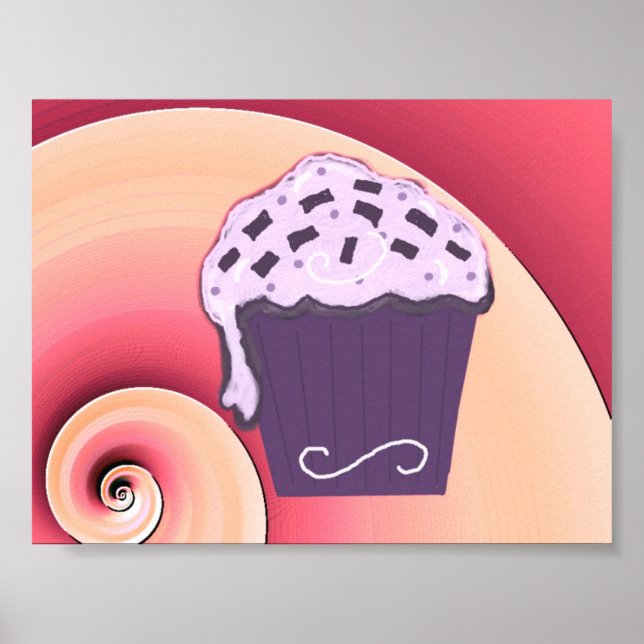 Poster Conception de cupcake violet tourbillonnant sur l' (Devant)