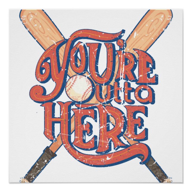 Poster Conception de fan de baseball softball rétro (Devant)