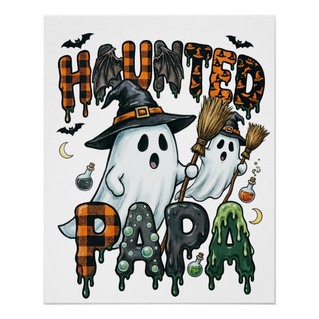 Poster Conception de fantôme de Papa Halloween ensorcelé (Devant)
