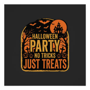 Poster Conception de fête d'Halloween pas de tours juste 