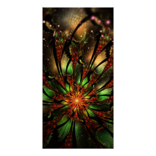 Poster Conception de fleur fractale abstraite.