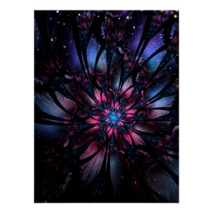 Poster Conception de fleur fractale abstraite.