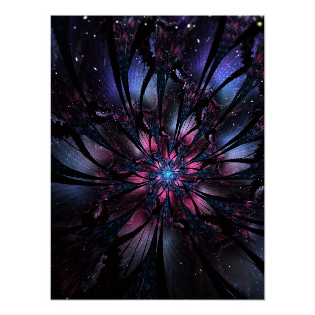 Poster Conception de fleur fractale abstraite.  (Devant)