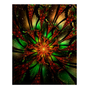 Poster Conception de fleur fractale abstraite.