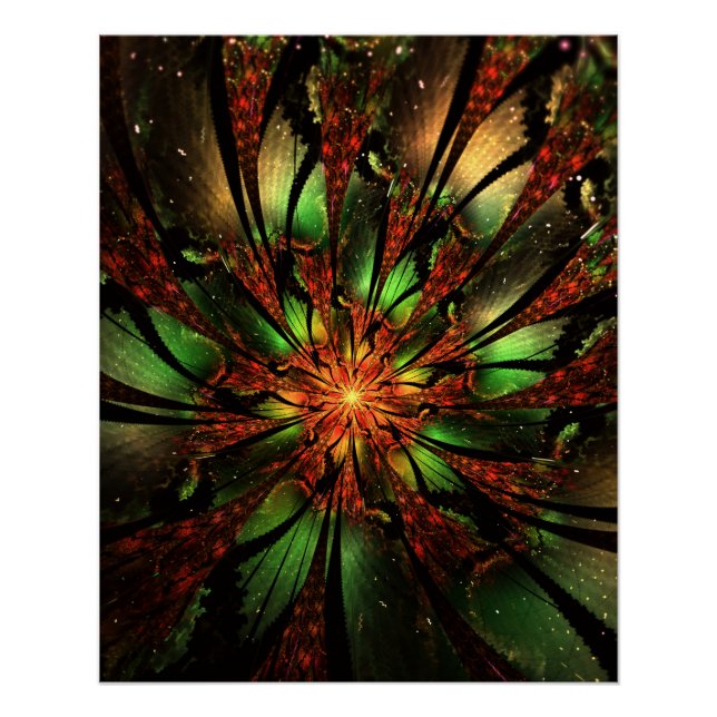 Poster Conception de fleur fractale abstraite. (Devant)