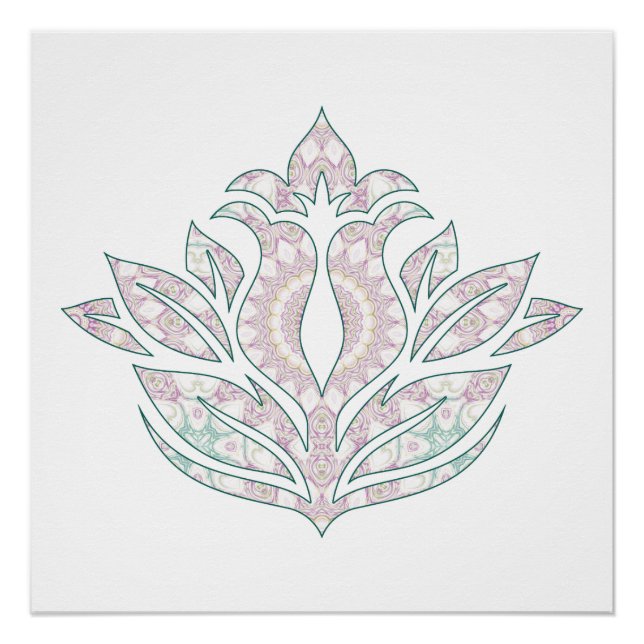 Poster Conception de mandala de fleurs pastel (Devant)