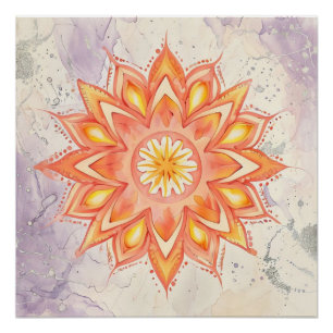 Poster Conception de mandala orange et jaune