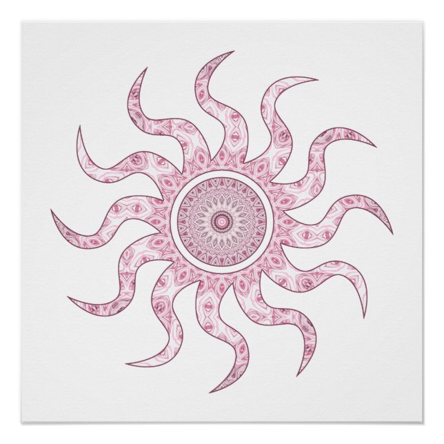 Poster Conception de Mandala Soleil Rose (Devant)