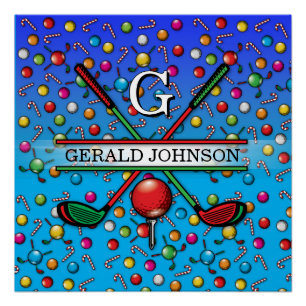 Poster Conception de monogramme de golf de Noël