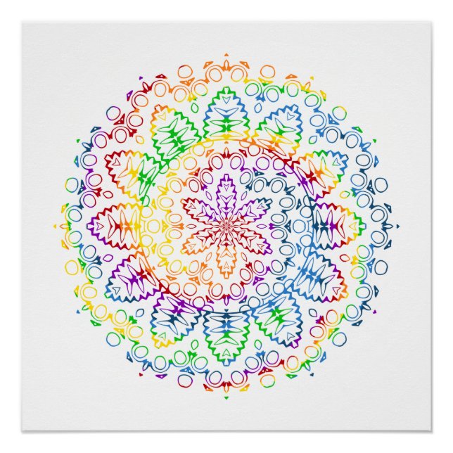 Poster Conception de motif de mandala arc-en-ciel (Devant)