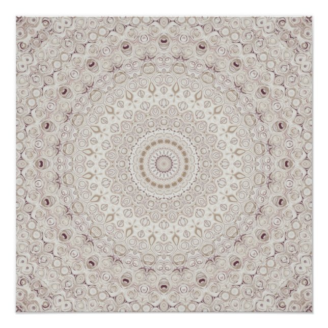 Poster Conception de motif mandala beige et taupe (Devant)