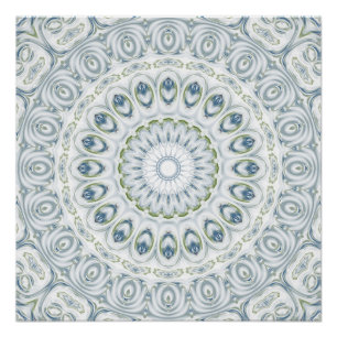Poster Conception de motif mandala bleu et vert serein