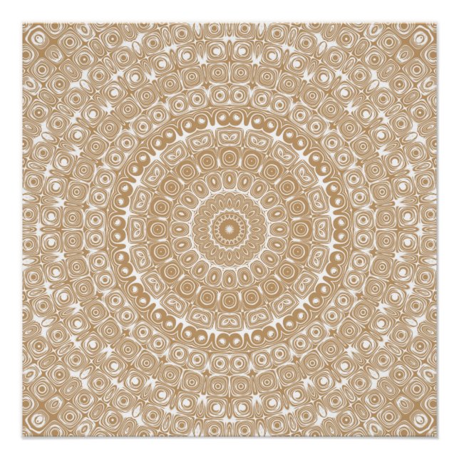 Poster Conception de motif mandala marron chameau (Devant)