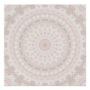 Poster Conception de motif mandala rose et vert pastel