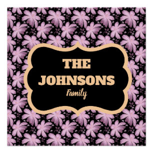 Poster Conception de nom de famille floral personnalisé