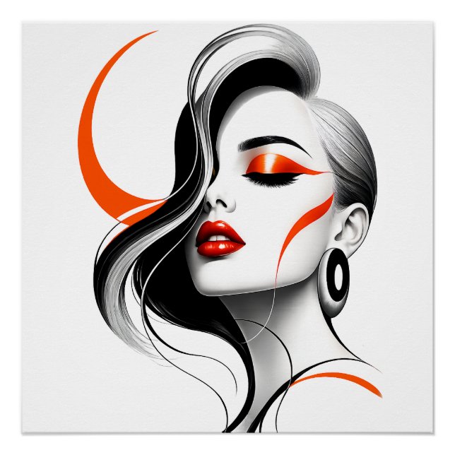 Poster Conception de portrait de femme abstraite de luxe (Devant)