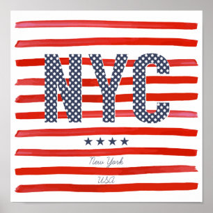Poster Conception de rouge de NYC , blanche et bleue