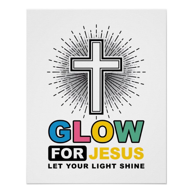 Poster Conception de t-shirt lumineux de croix chrétienne (Devant)