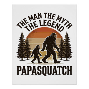 Poster Conception de T-shirt Papa Squatch Bigfoot Vintage