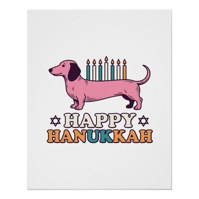 Poster Conception de T-shirt pour chien avec Menorah de D (Devant)