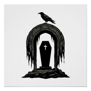 Poster Conception de T-shirt silhouette de tombe de cimet