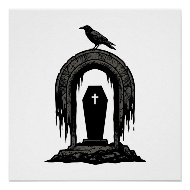 Poster Conception de T-shirt silhouette de tombe de cimet (Devant)