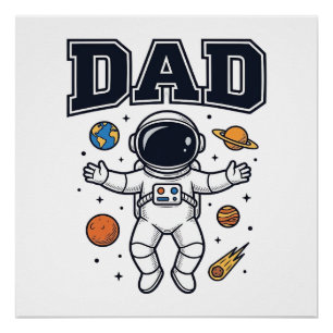 Poster Conception de T-shirt Vector Space Astronaute Papa