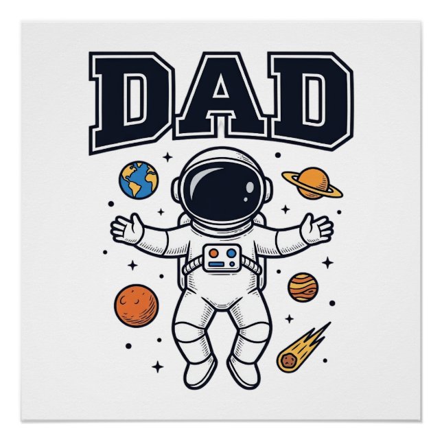 Poster Conception de T-shirt Vector Space Astronaute Papa (Devant)