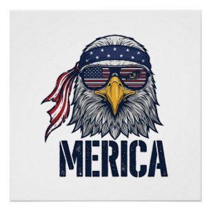 Poster Conception de T-shirt Vintage Patriotic Eagle Meri