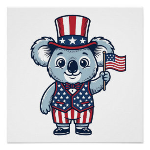 Poster Conception de t-shirt vintage vecteur koala patrio