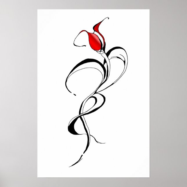 Poster Conception de tatouage Tribal Rose Rouge (Devant)