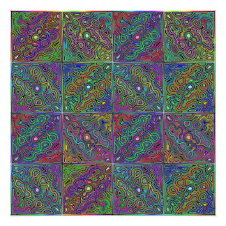 Poster conception de tuiles de néon multicolores abstrait