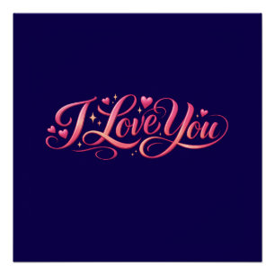 Poster Conception de typographie minimaliste « Je t'aime