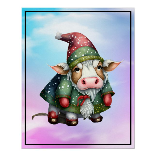 Poster Conception de vache Gnome de Noël-83456 (Devant)