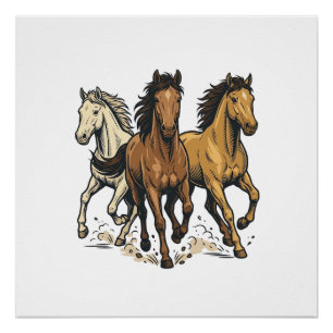 Poster Conception de vecteur d'art de chevaux de course v