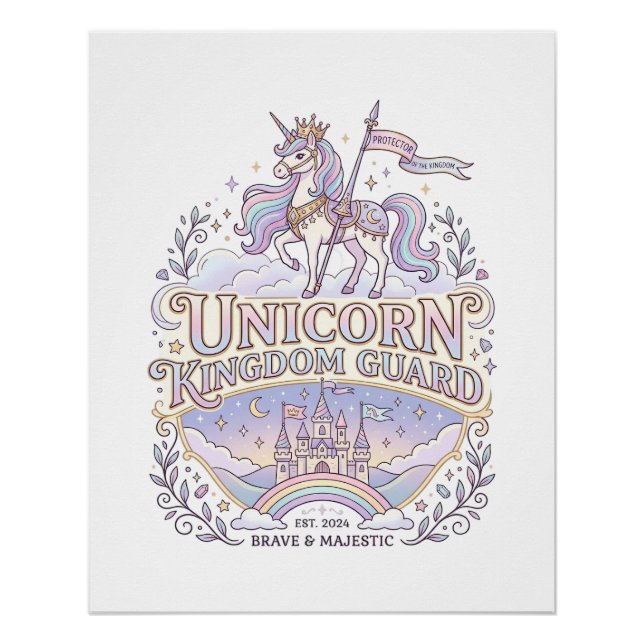 Poster Conception de vecteur de cadeau de licorne de Wand (Devant)