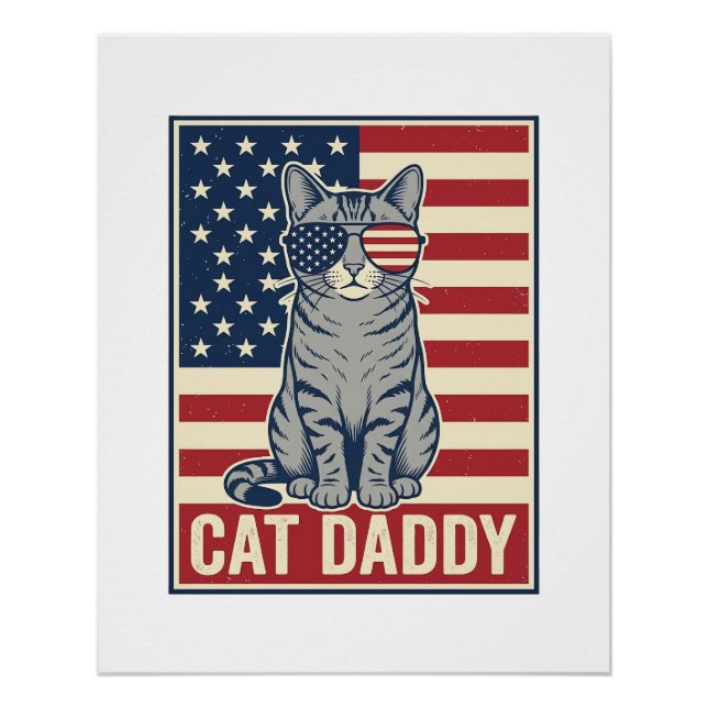 Poster Conception de vecteur de chat patriotique Cat Dadd (Devant)