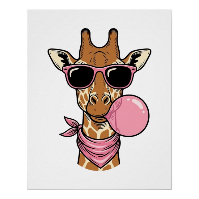 Poster Conception de vecteur de chewing-gum de girafe de  (Devant)