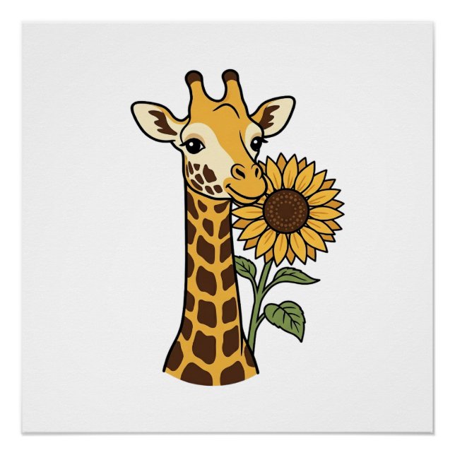 Poster Conception de vecteur de tournesol de girafe vinta (Devant)