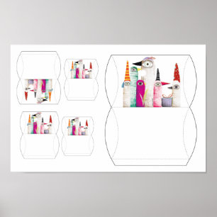 Poster Conception d'emballage de boîte à oreiller de fête