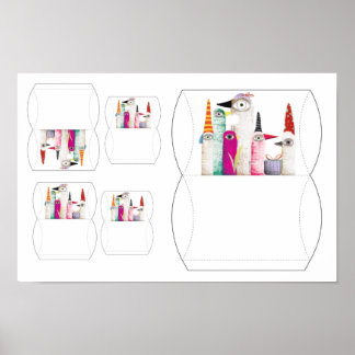 Poster Conception d'emballage de boîte à oreiller de fête