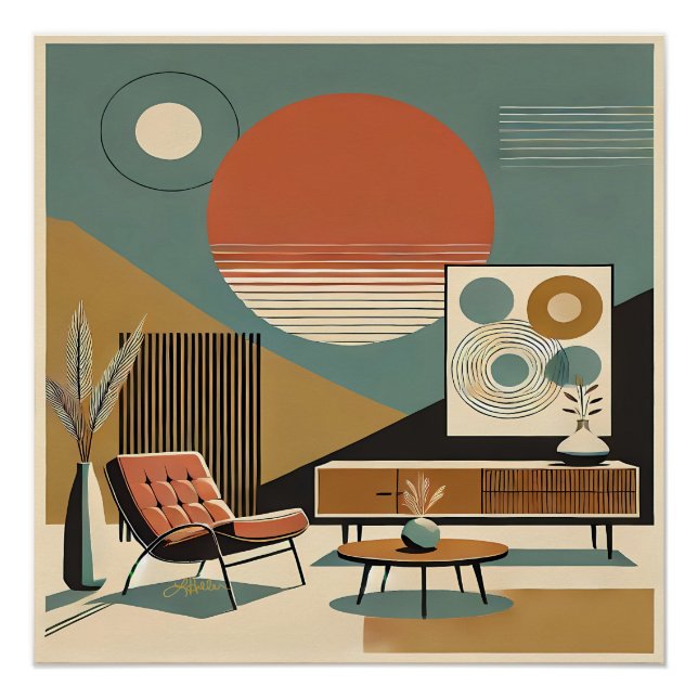 Poster Conception d'intérieur du milieu du siècle Salon S (Devant)