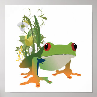 Poster conception du vecteur de grenouille tropicale