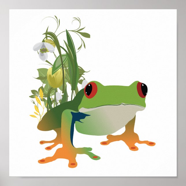 Poster conception du vecteur de grenouille tropicale (Devant)