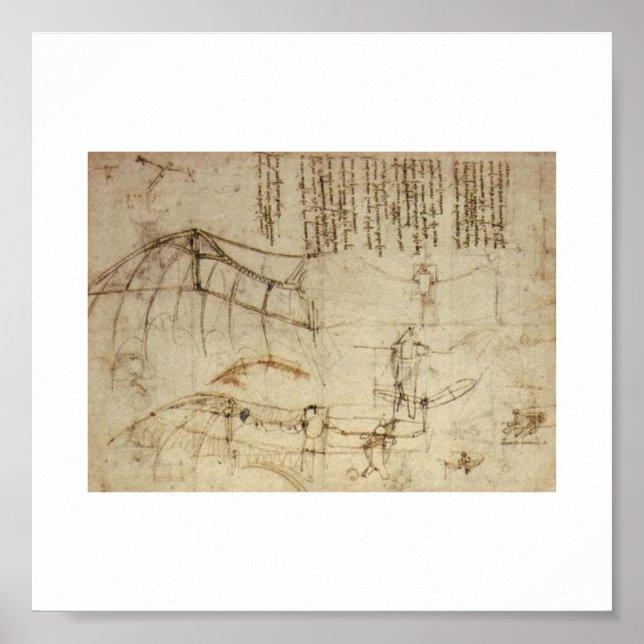 Poster Conception d'une machine volante par Leonardo Da V (Devant)
